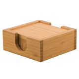 Bamboo Square 4-Coaster Set with Holder - 4" x 4"
