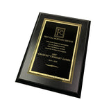 Black Plaque with Black/Gold Brass Plated Steel Textured Plaque Plate - 6"x8"