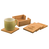 Bamboo Square 4-Coaster Set with Holder - 4" x 4"