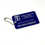 Bag Tag w/Rivet and chain - 3 1/2" x 2 1/2"