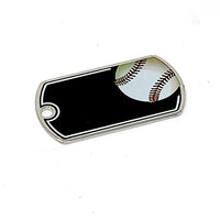 Baseball Laserable Dog Tag - 2" Black/Silver