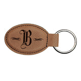 Brown Laserable Leatherette Oval Keychain - 3" x 1 3/4"