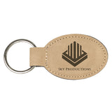 Brown Laserable Leatherette Oval Keychain - 3" x 1 3/4"